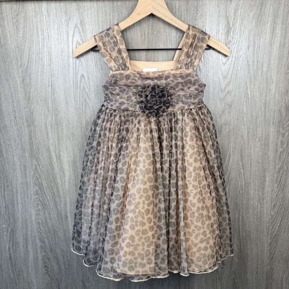 Bonnie Jean Other - Bonnie Jean Leopard Print Tulle Dress Girls Size 7 Brown Animal Print Party Chic